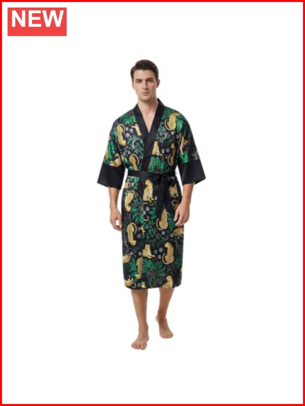 Men's Silk Satin Robe Kimono Bathrobe Lightweight Sleepwear